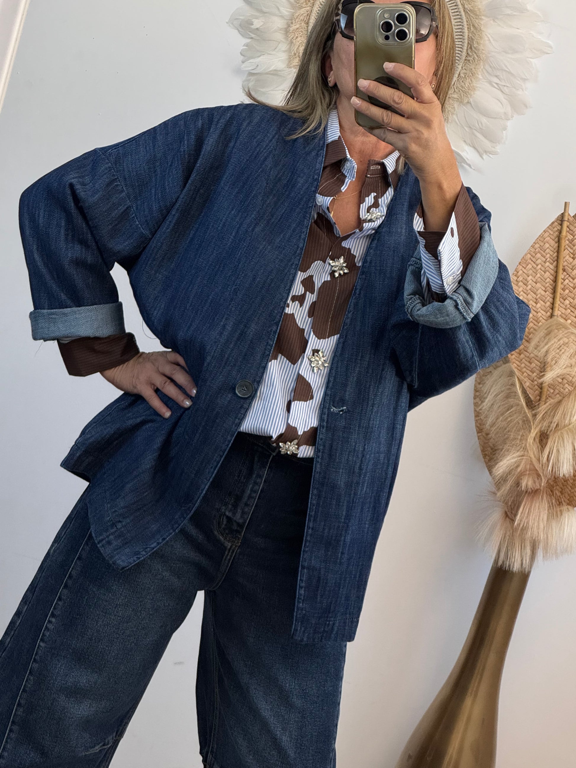 Veste blazer jean oversize