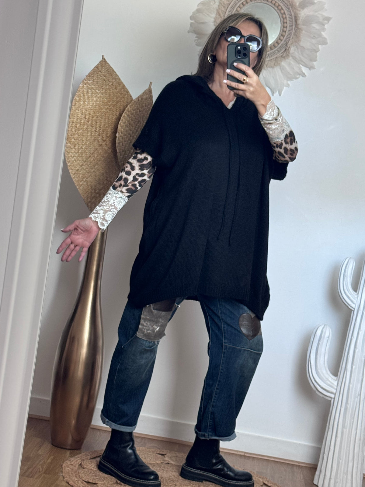 Pull oversize noir