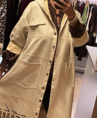 Veste longue suédine beige