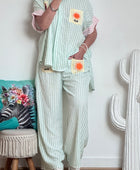 Pantalon rayures verts