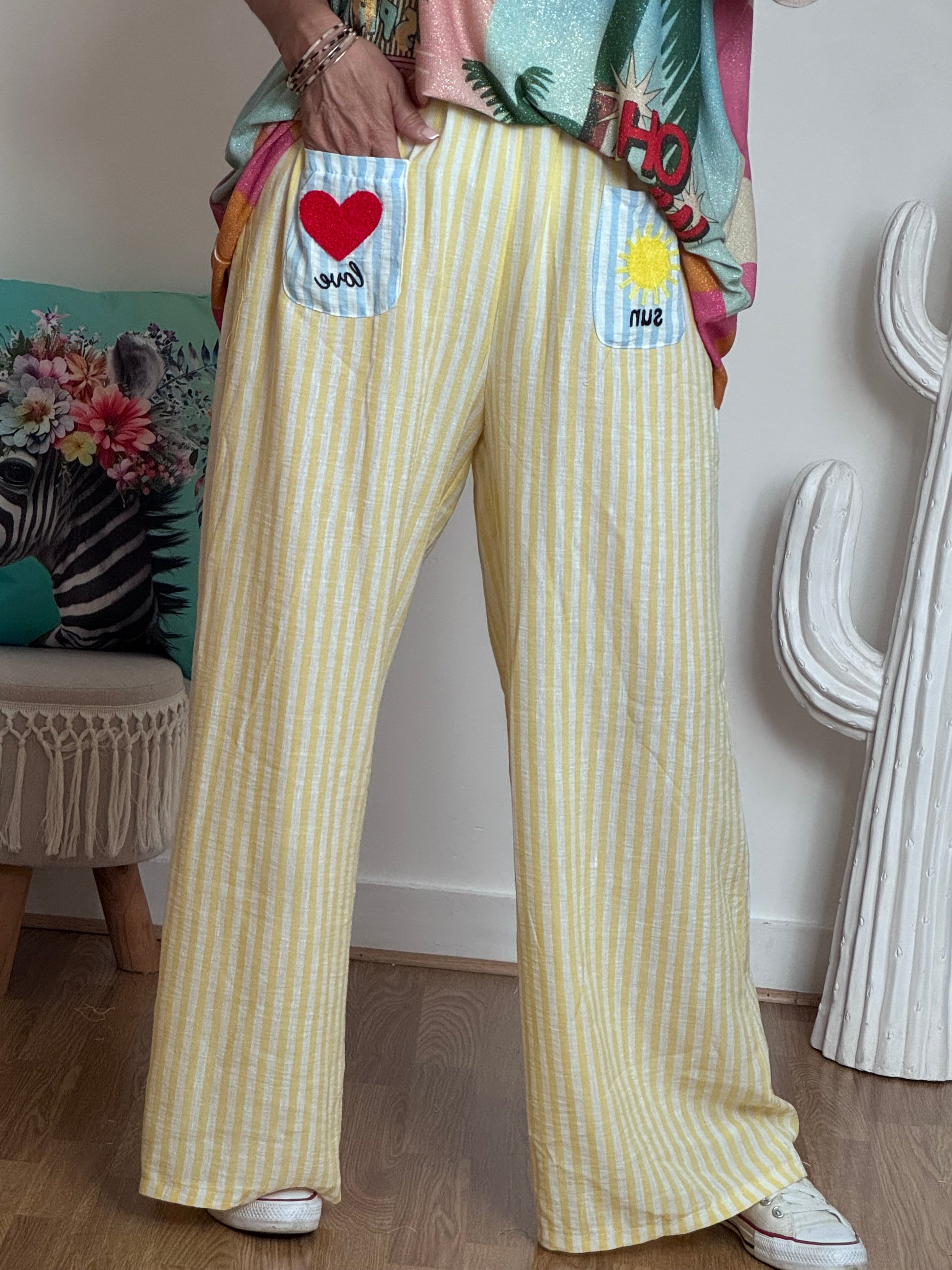 Pantalon rayures jaune