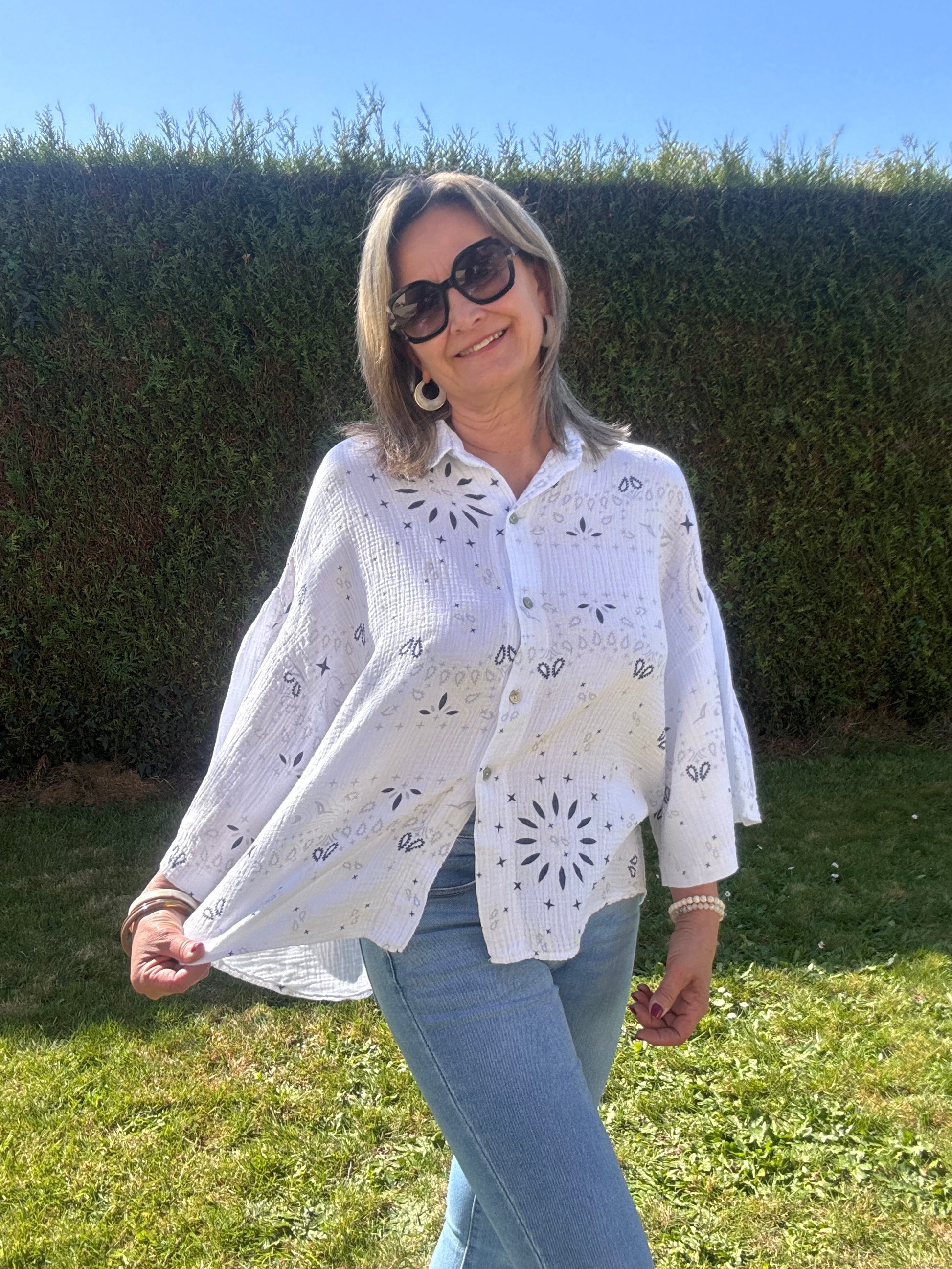 Chemise oversize bandana blanc