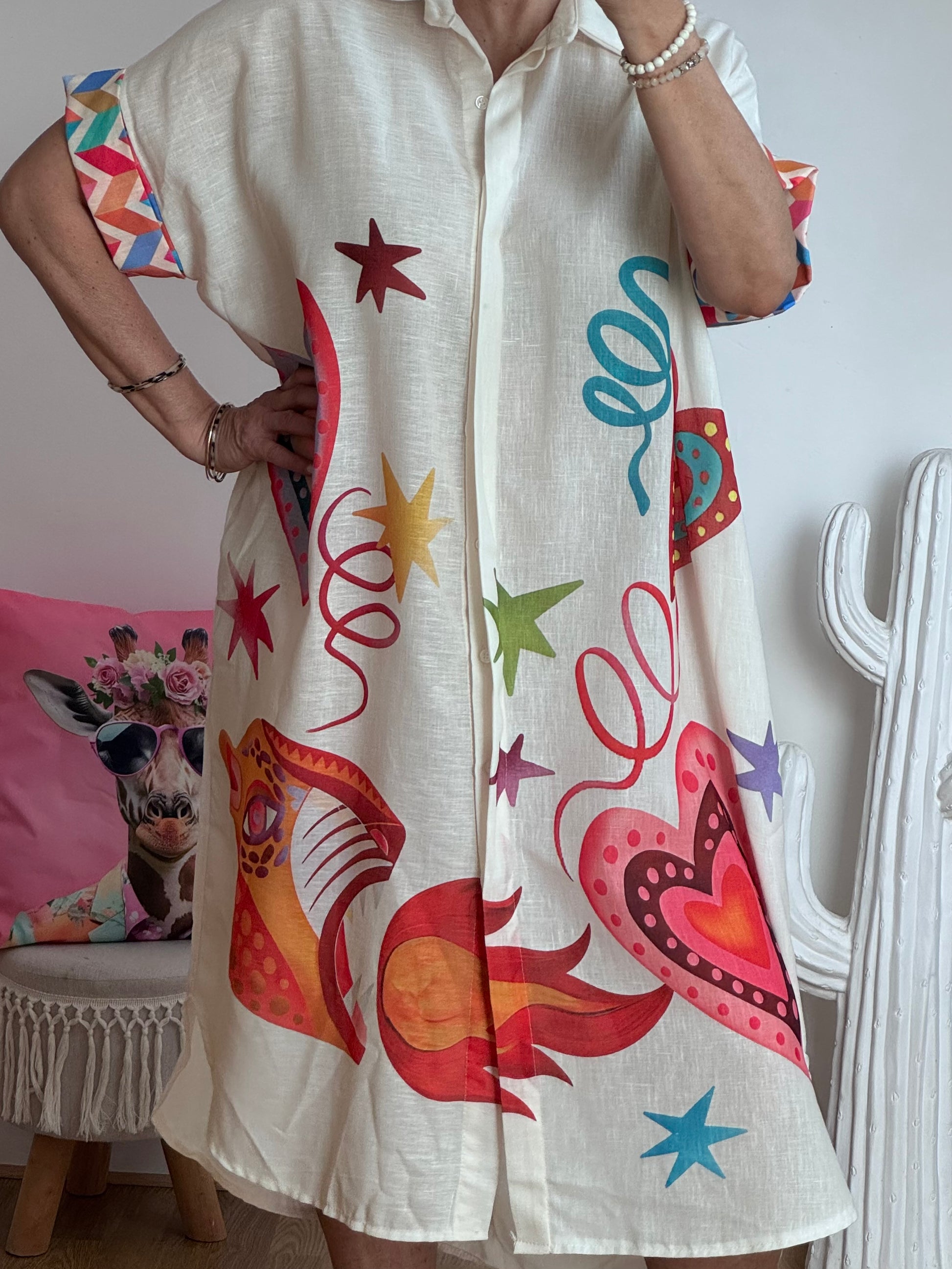 Robe chemise multicolore