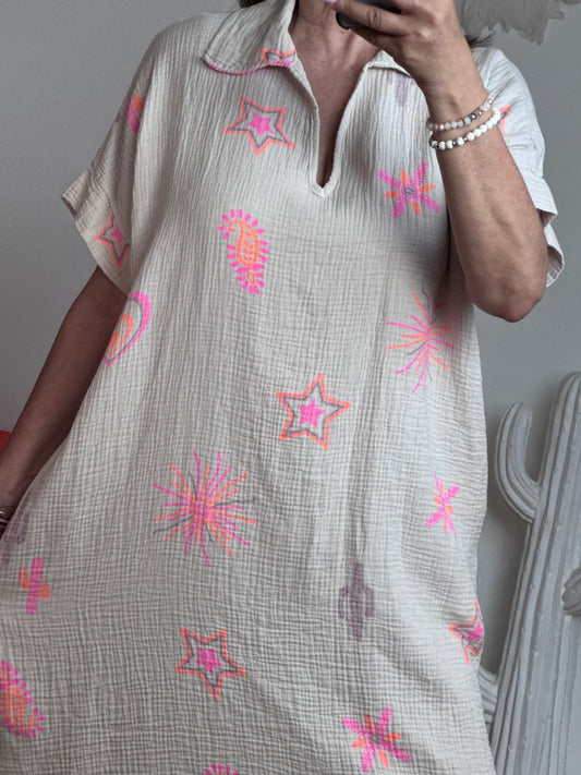 Robe gaze de coton beige