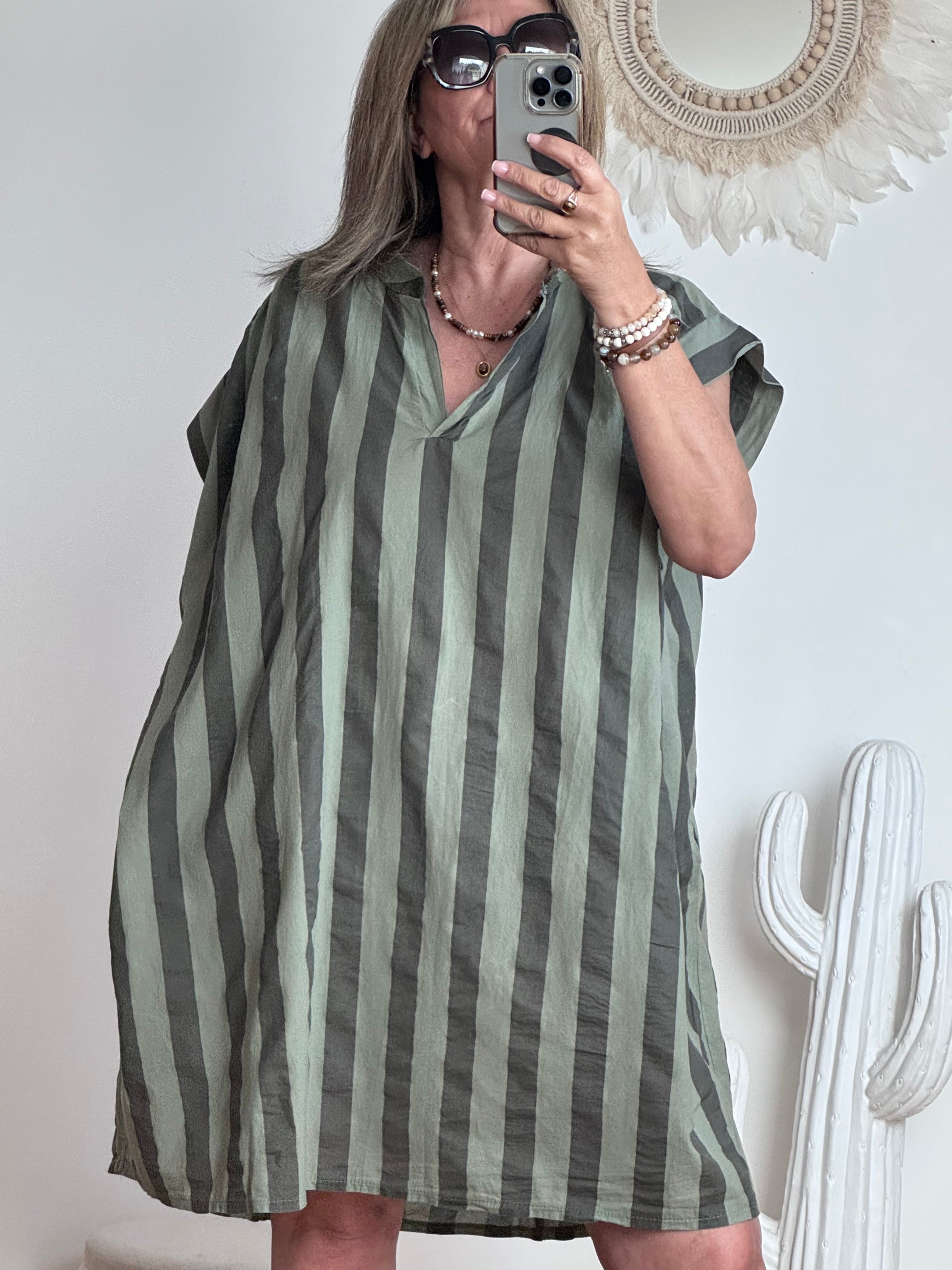 Robe rayée kaki /marron TU 42/50