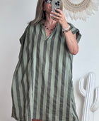 Robe rayée kaki /marron TU 42/50