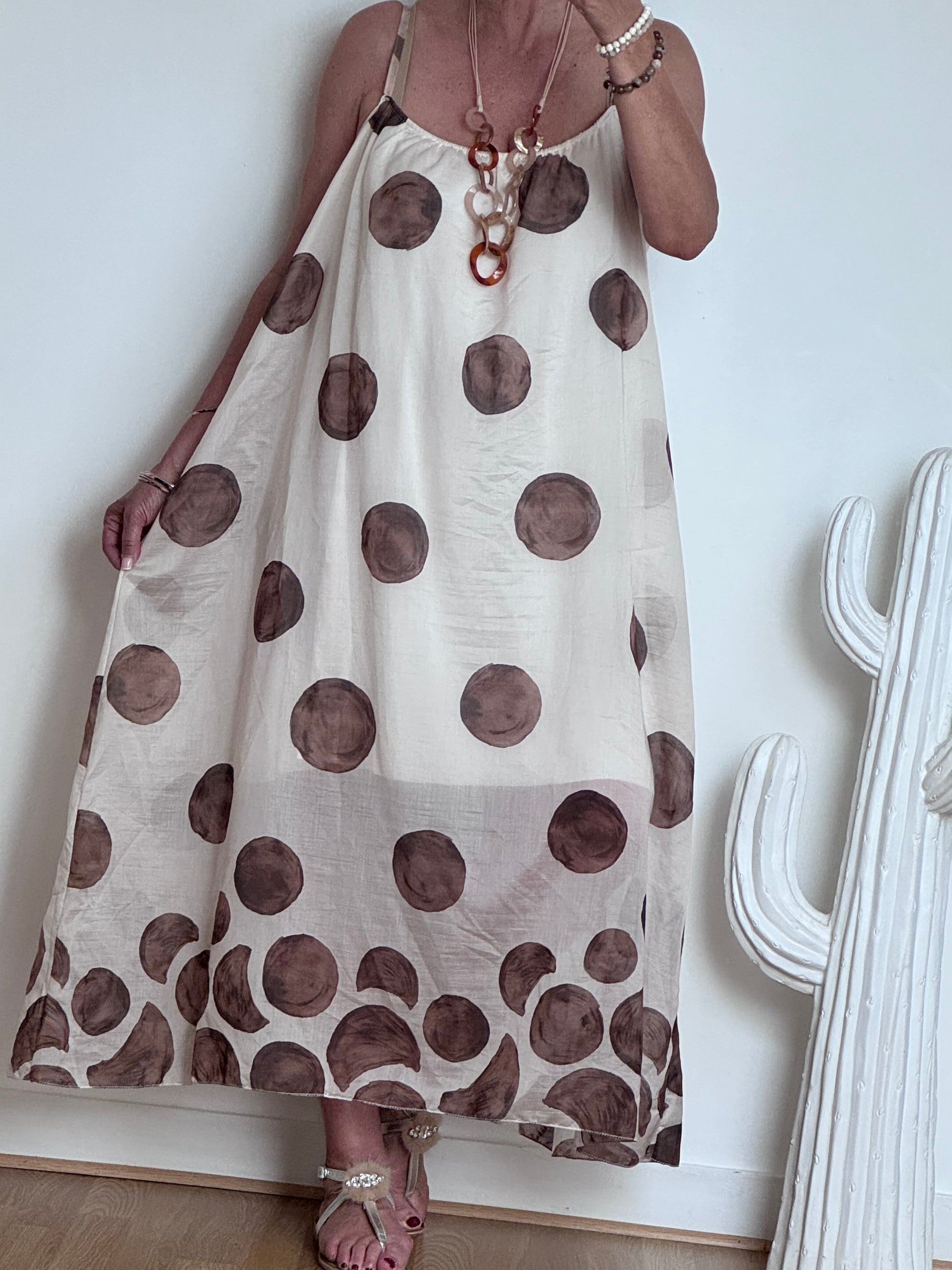 Robe à pois fond crème