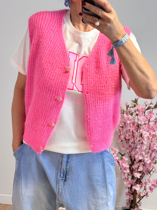 Gilet tout doux rose TU 36/42