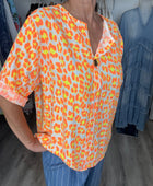 Blouse Léo orange et jaune jolie forme