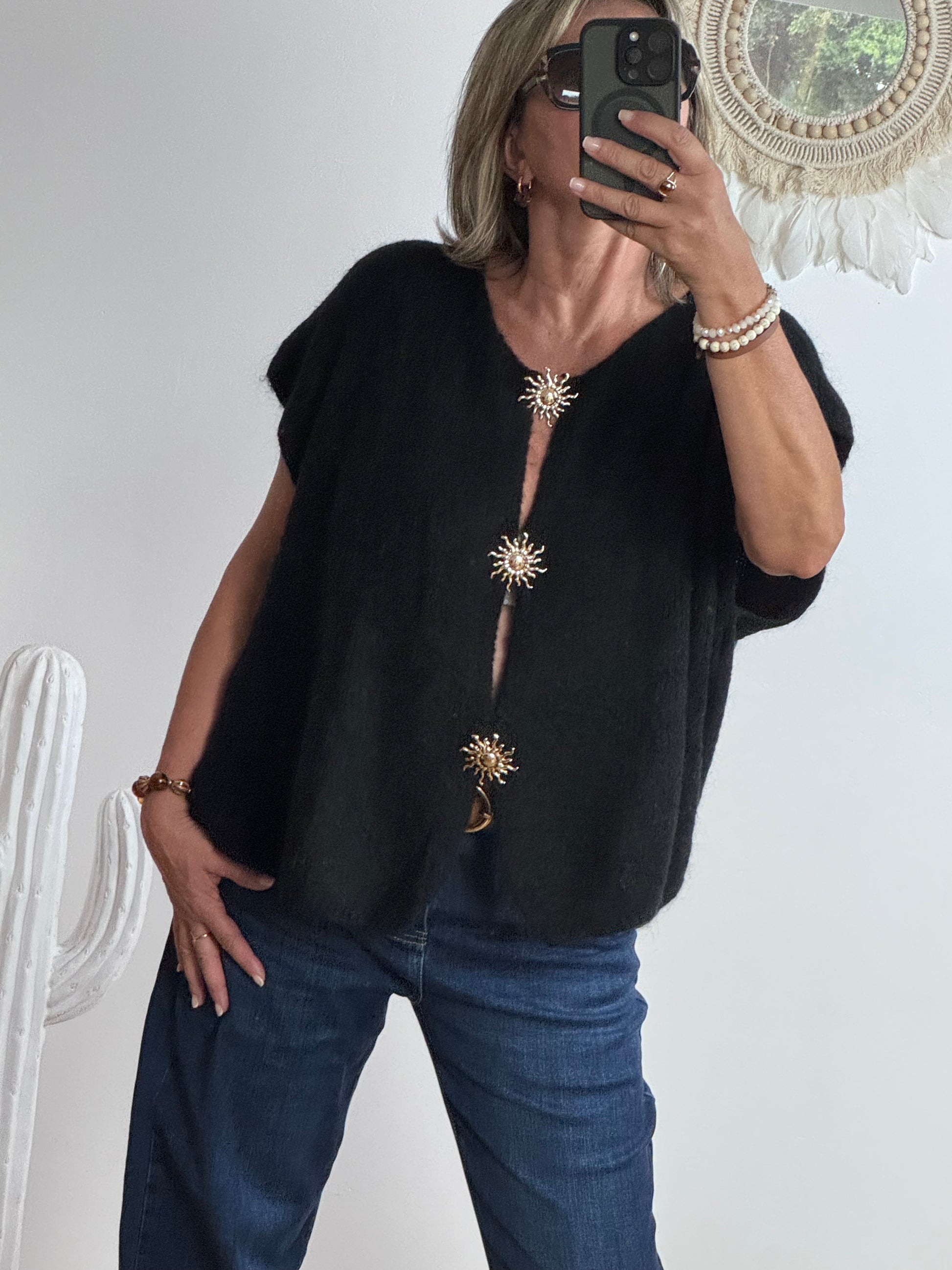 Gilet mohair noir