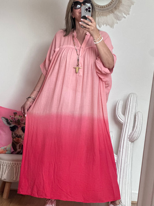 Robe tie and dye pêche/rose