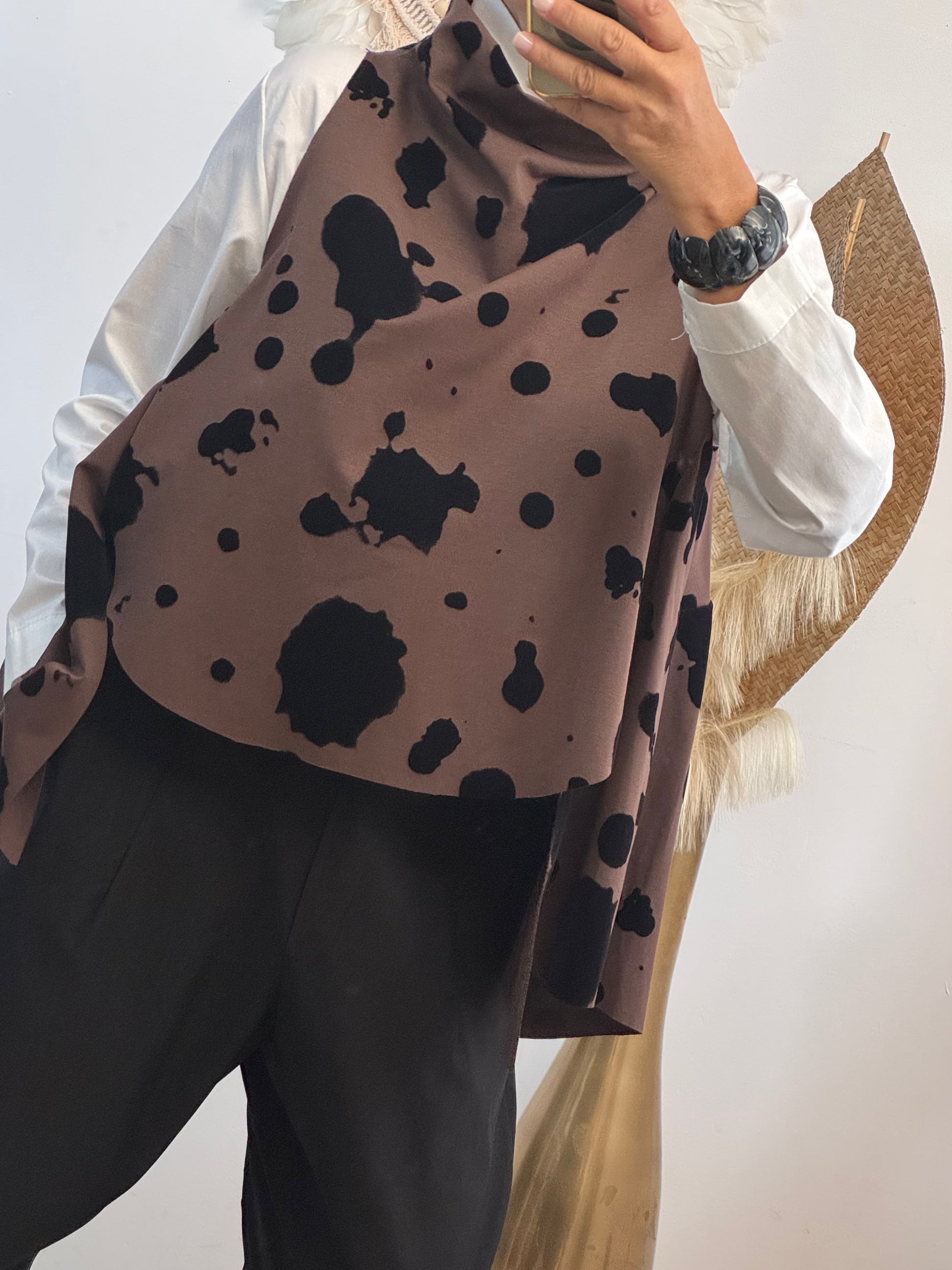 Blouse asymétrique cow marron