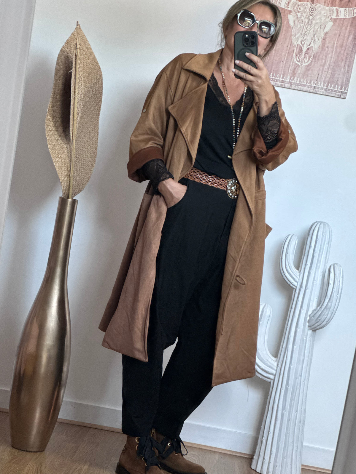 Manteau Arizona suédine camel