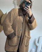 Veste moumoute camel bi matière