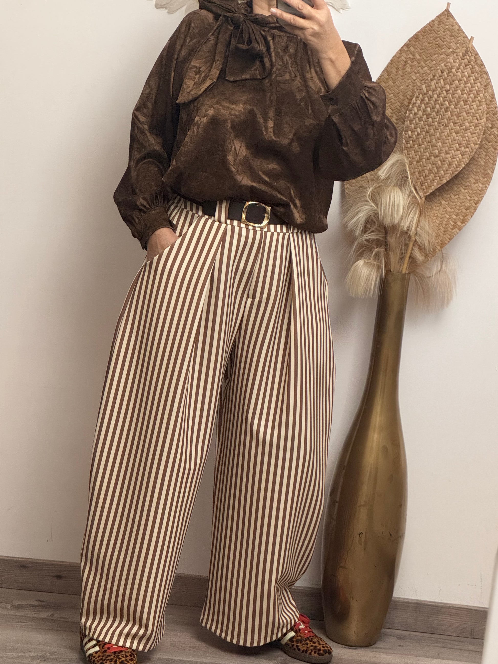 Pantalon ballon rayures marrons