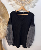 Pull noir manches jeans TU 44/50