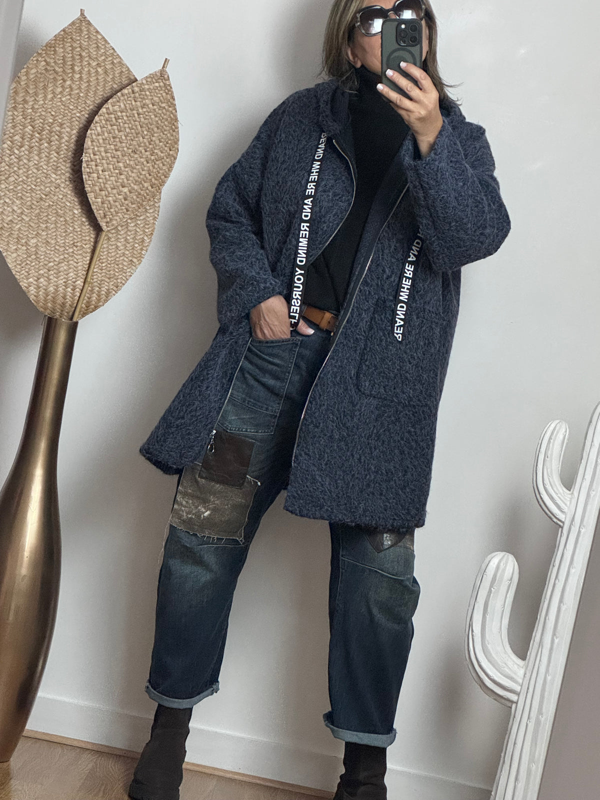 Manteau moumoute bleu