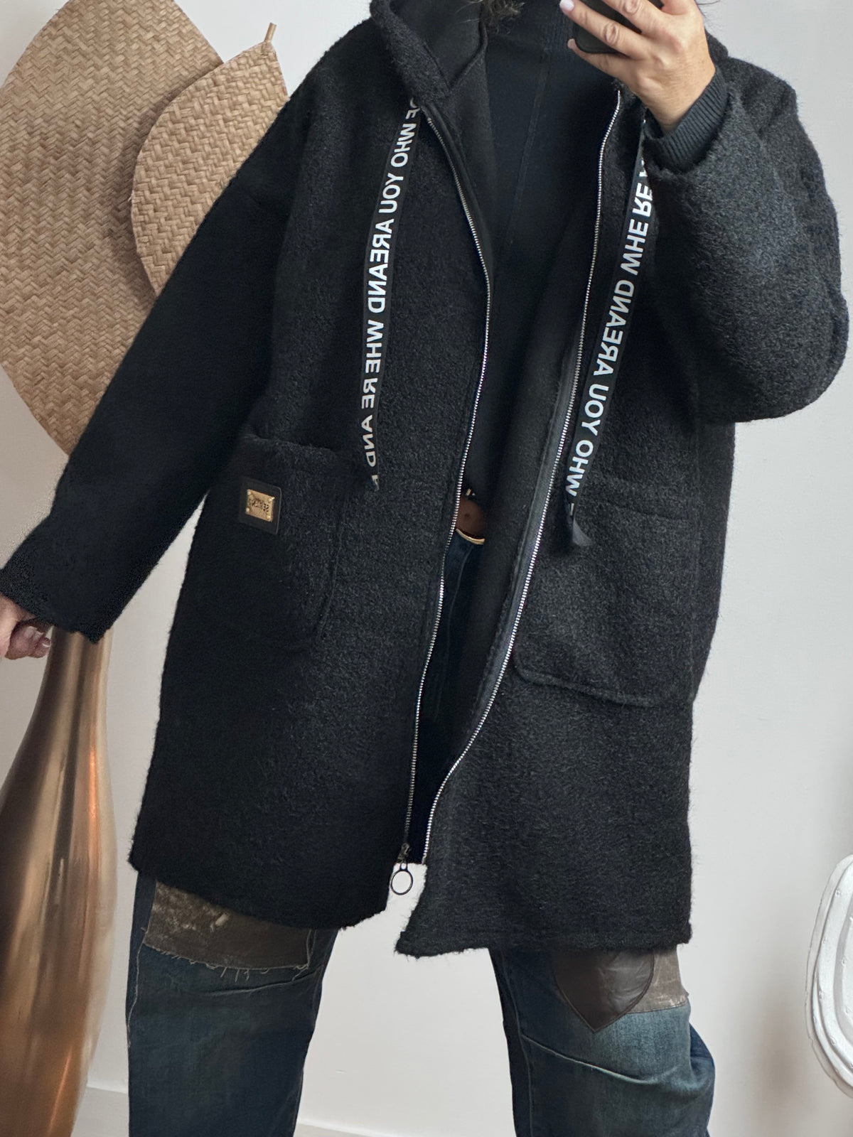 Manteau moumoute noir
