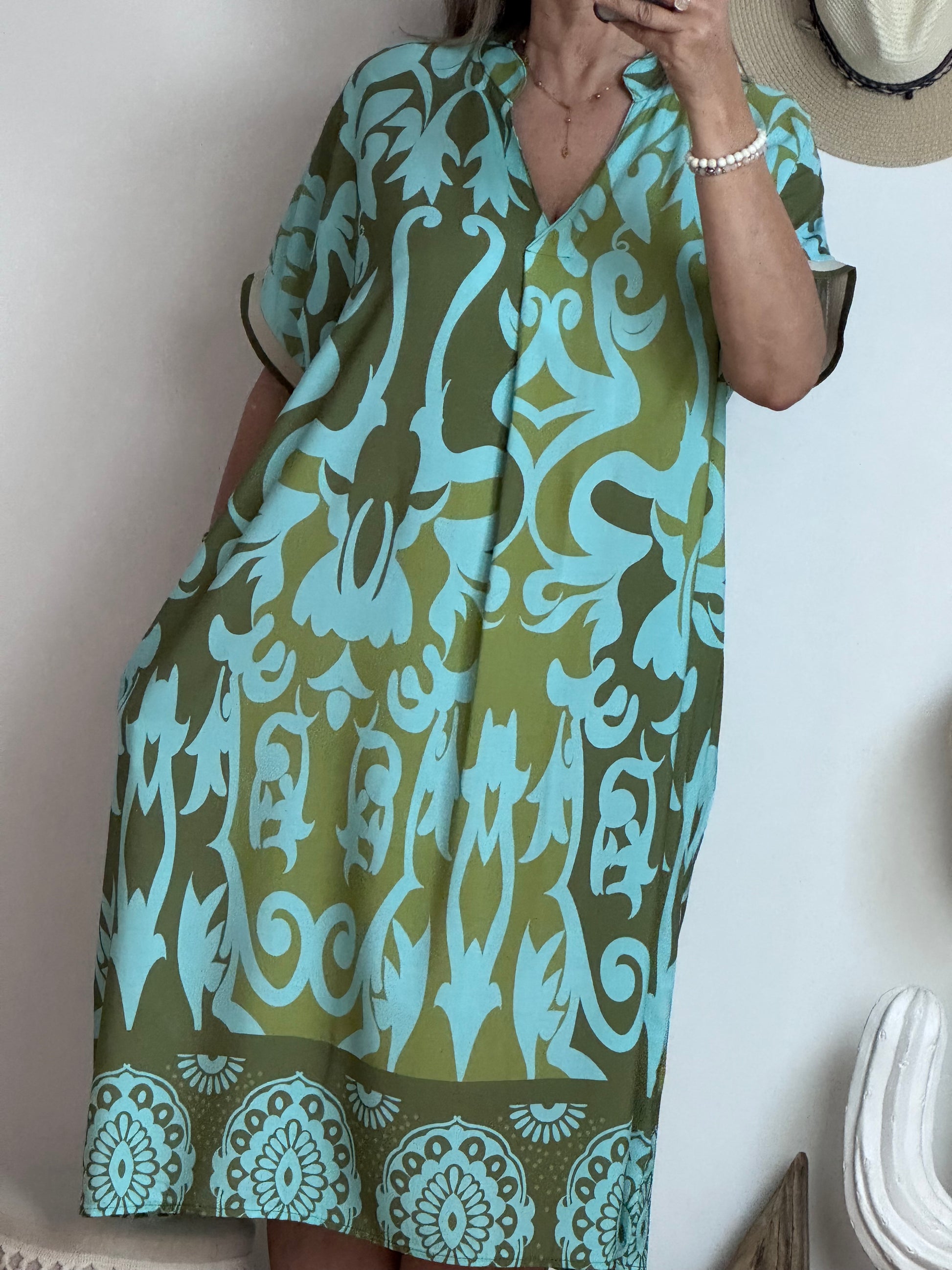 Robe fluide arabesque kaki TU 40/48