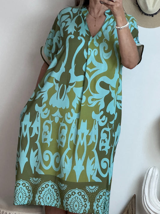 Robe fluide arabesque kaki TU 40/48