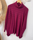 Pull col roulé prune TU 44/54