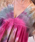 Robe voile de coton tie and dye rose et beige