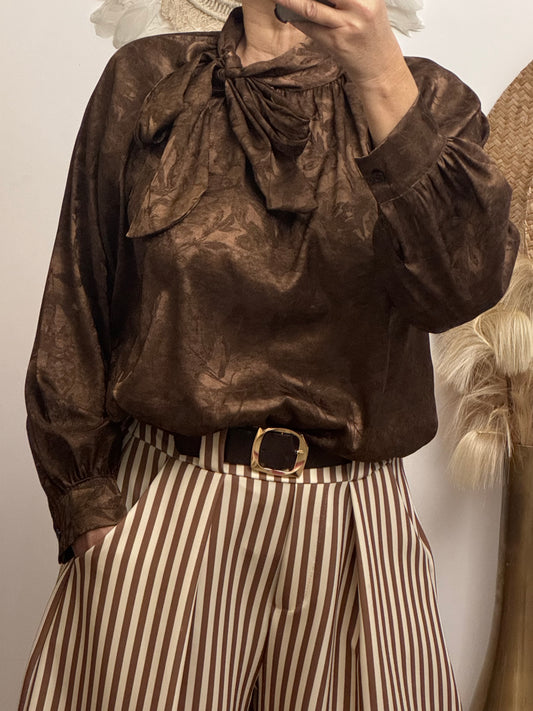 Blouse noeud marron TU 38/46