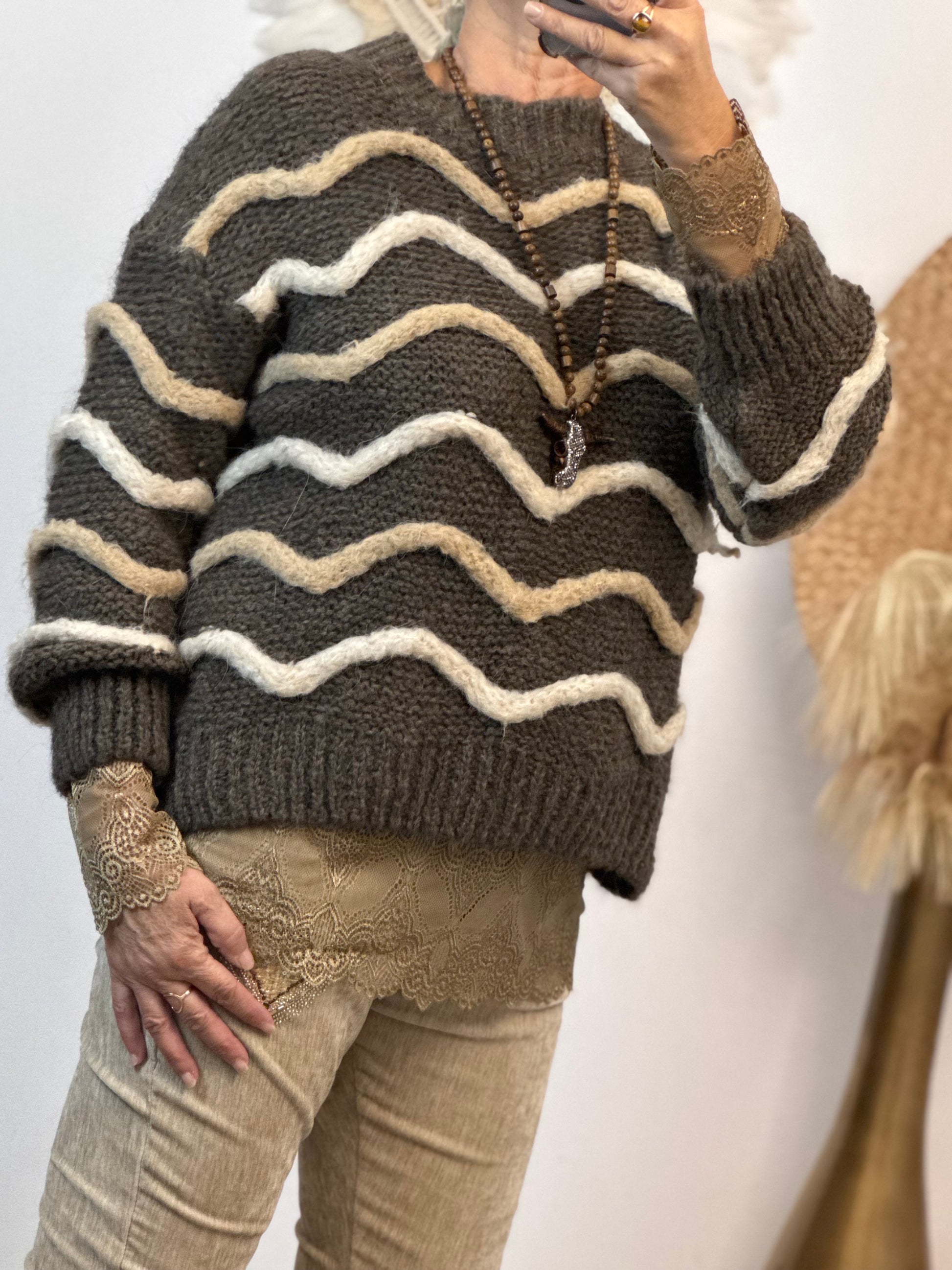 Pull d’hiver marron taupe