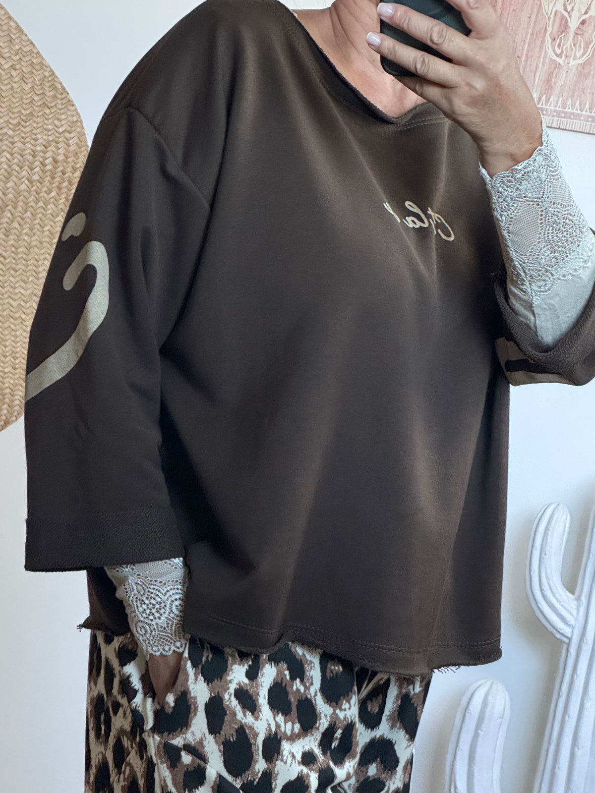 Sweat-shirt c’est la vie marron