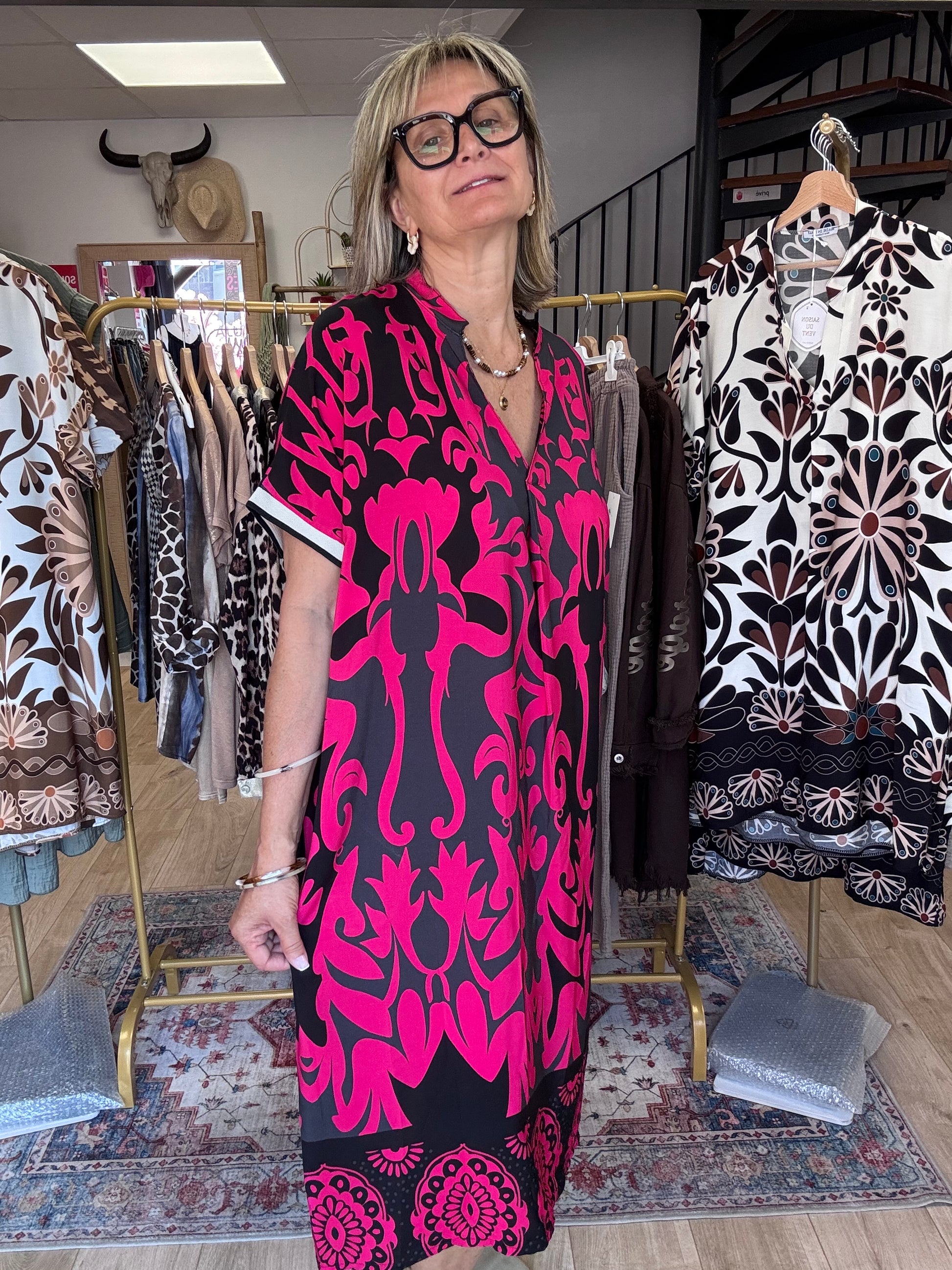 Robe arabesque noir fuchsia TU 40/48