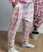 Pantalon jog sarouel jacquard rose