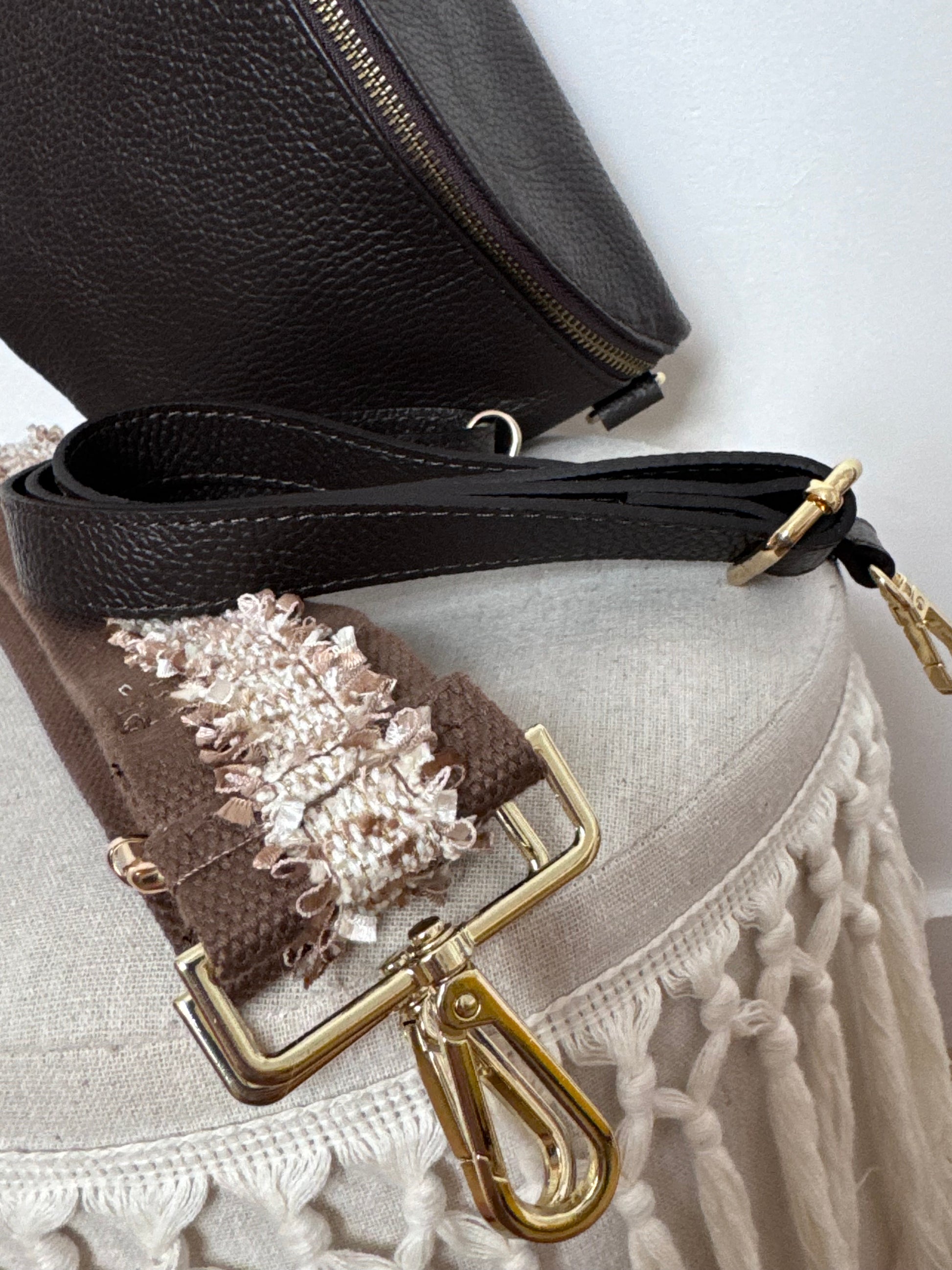 Sac banane cuir marron + 2 sangles