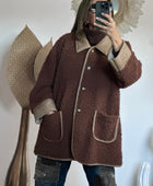 Veste moumoute Marron bi matière
