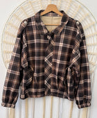 Blouson loose carreaux marron