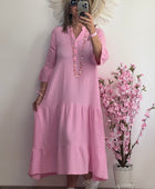 Robe longue gaz de coton rose bonbon