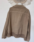 Veste jeans beige dentelle