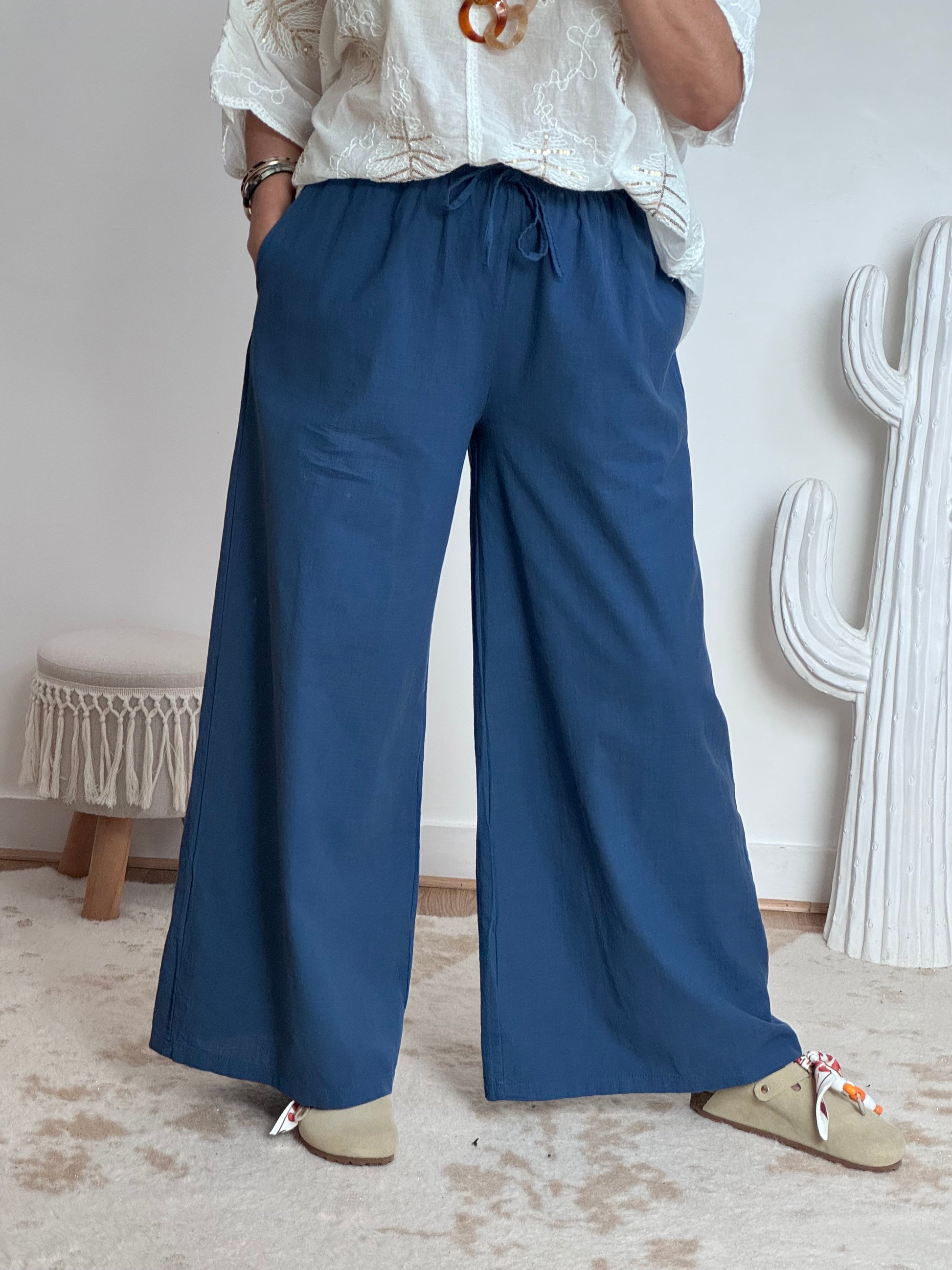 Pantalon coton et lin marine TU 38/44