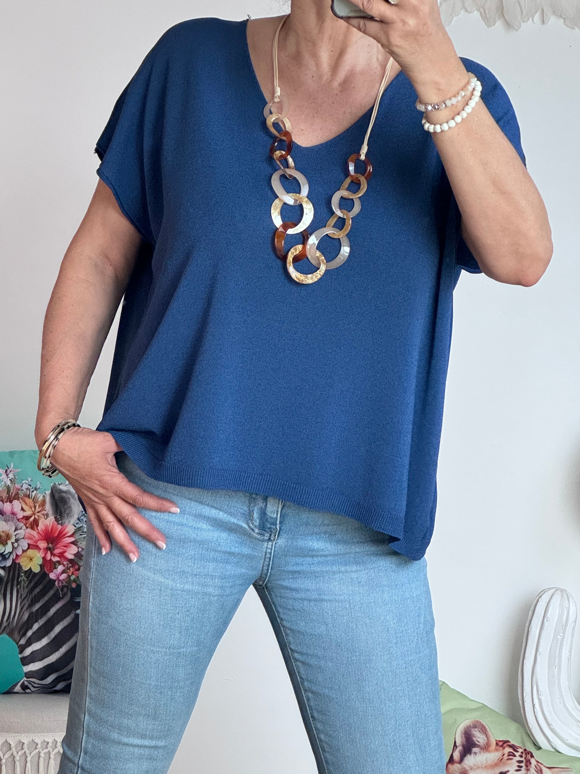 Teeshirt maille fine marine TU 36/46