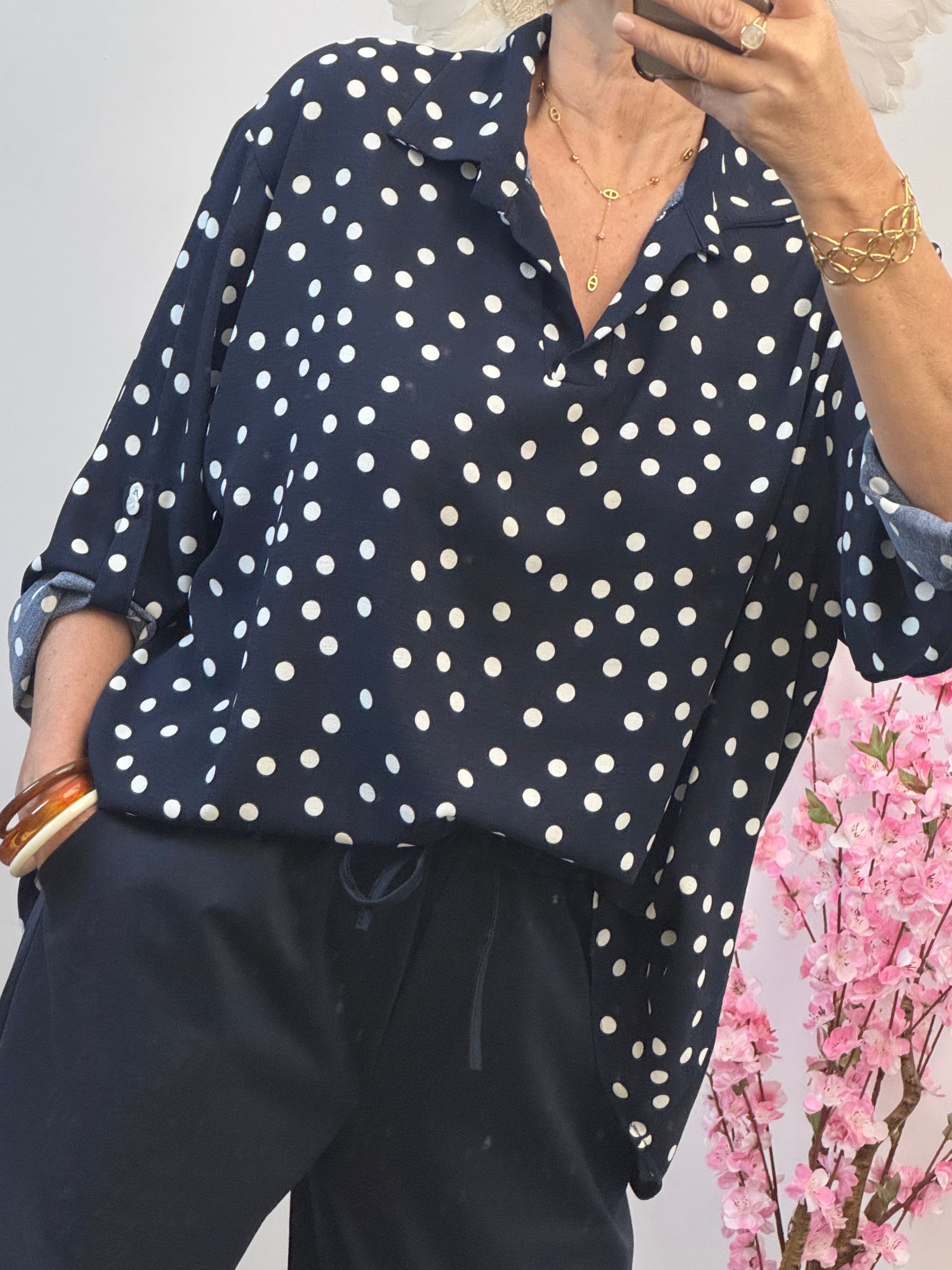 Blouse pois marine TU 42/50