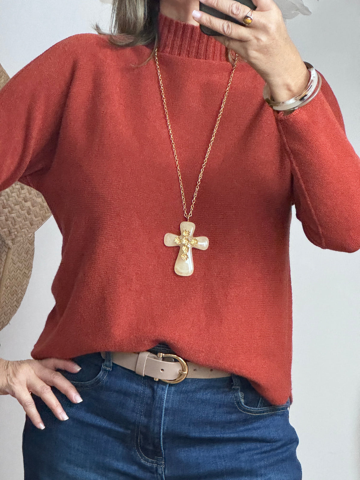Pull maille col cheminé
