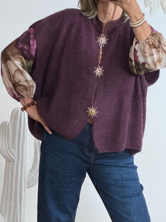 Gilet mohair lie de vin