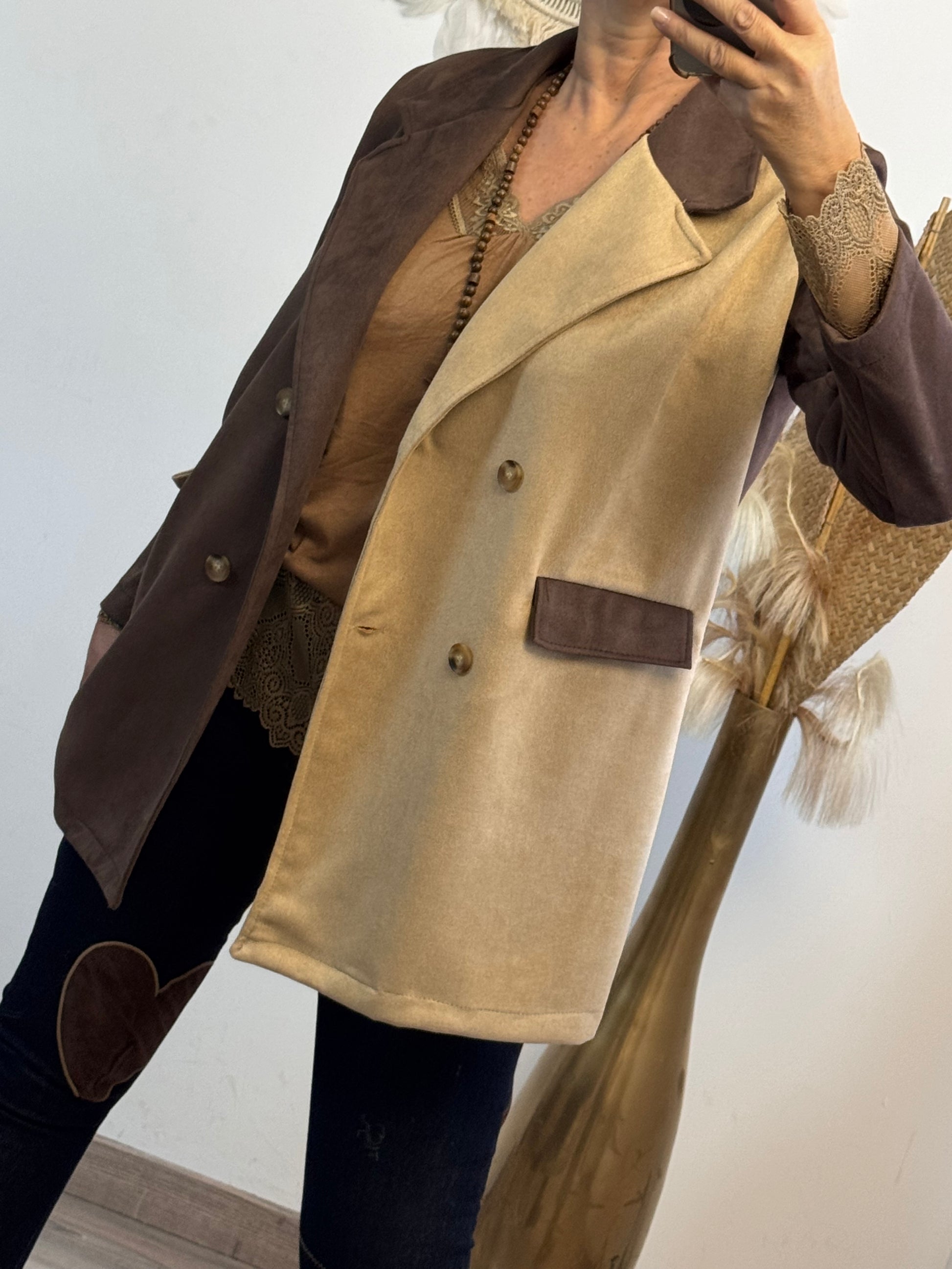 Blazer suédine bi color