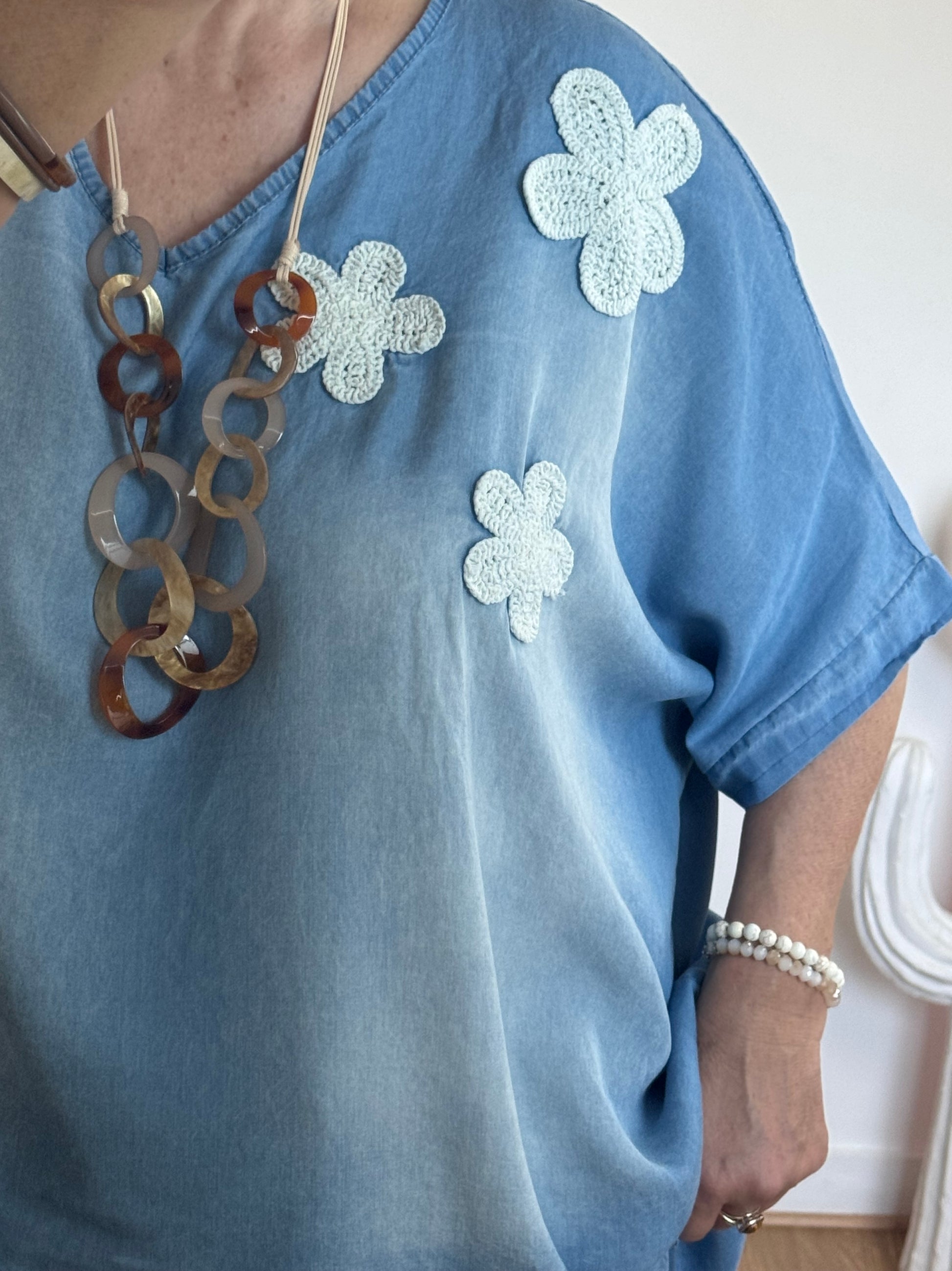 Blouse bohème fleurs brisées TU 46/52