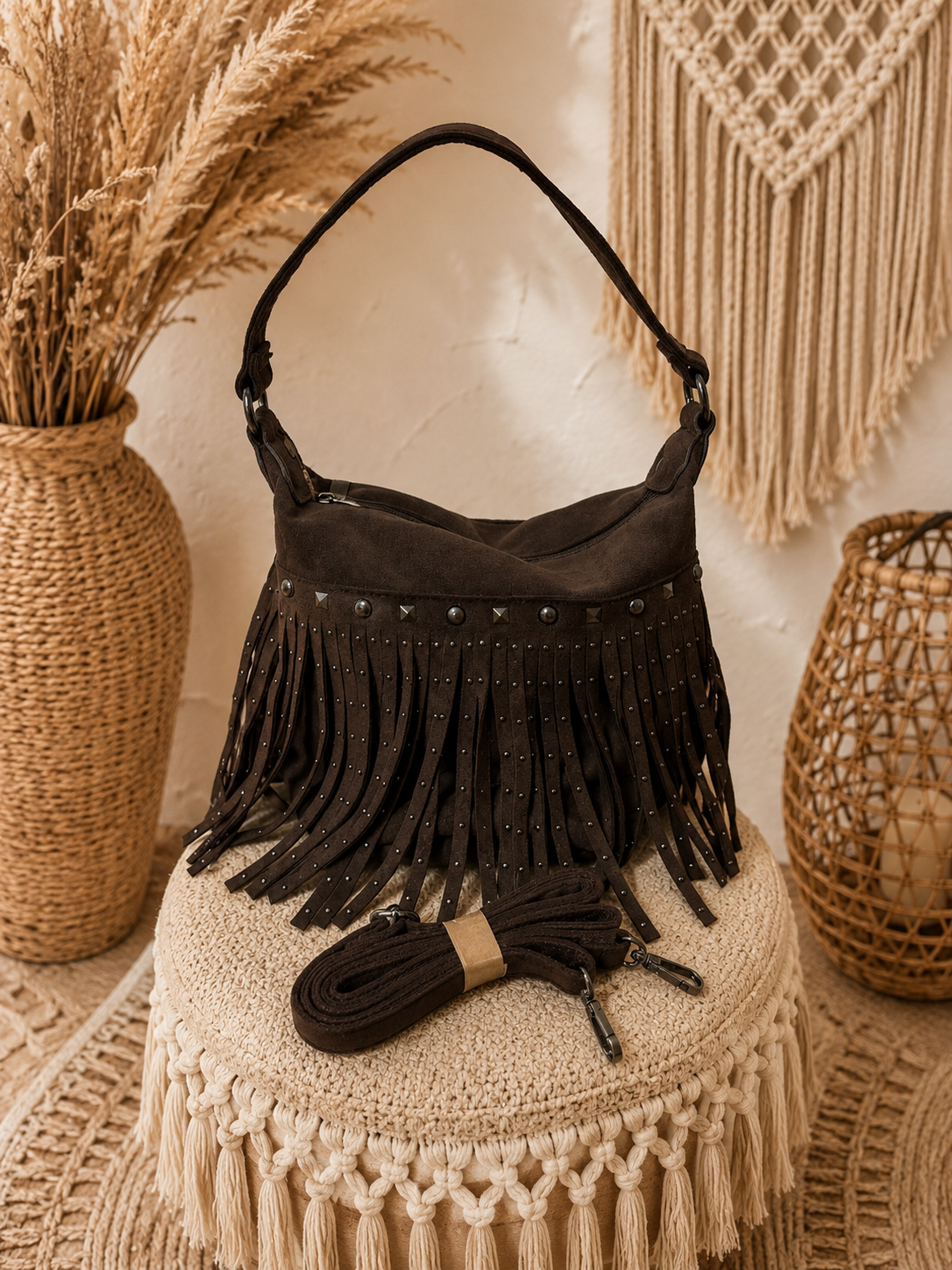 Sac boule bohème marron