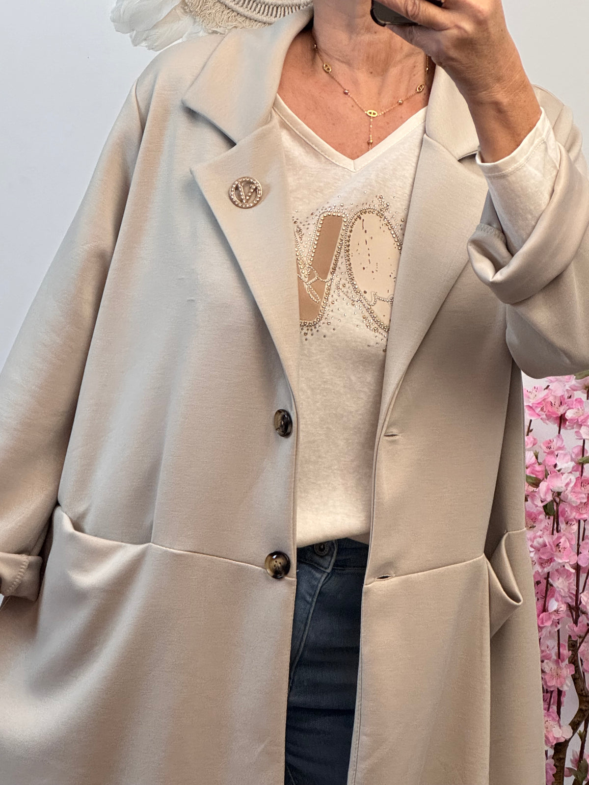 Veste longue casuel beige TU 46/52