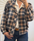 Blouson loose carreaux bleus