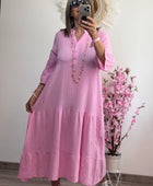 Robe longue gaz de coton rose bonbon
