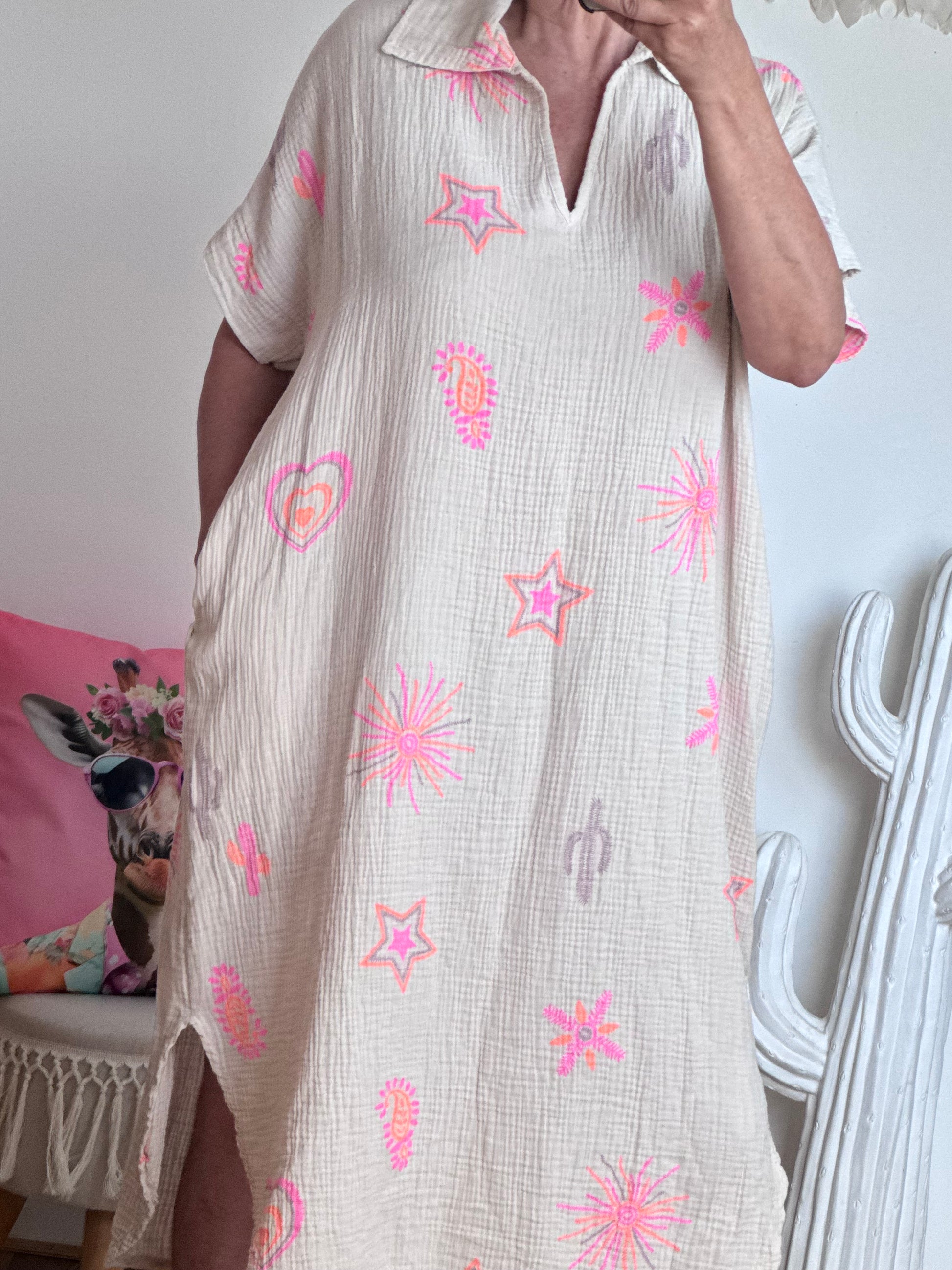 Robe gaze de coton beige