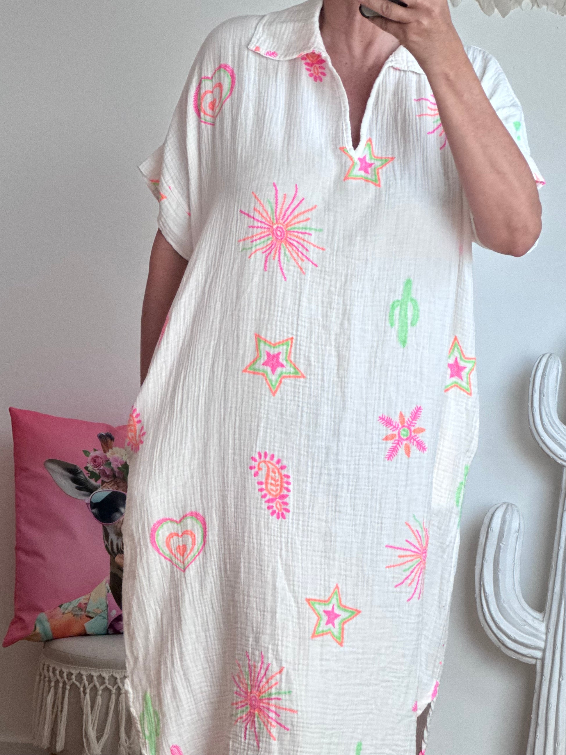 Robe gaze de coton blanche
