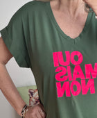 Robe teeshirt « Oui Mais Non » kaki